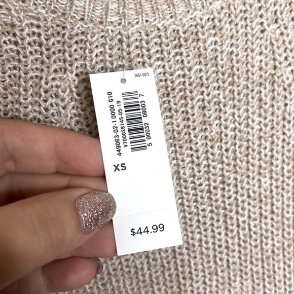 NWT Old Navy Mock Turtle Neck Heathered Beige Tan Balloon Sleeve Knit Sweater - Picture 5 of 7
